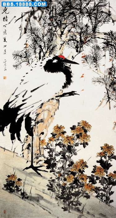 松鹤延年图轴(清).jpg