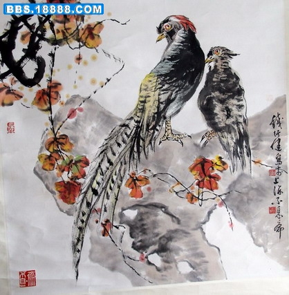 钱行健花鸟立轴63×65-0.jpg